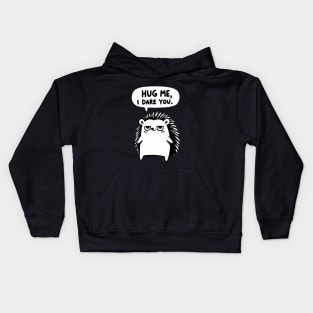 Hug me I dare you Hedgehog (Back Print) Kids Hoodie